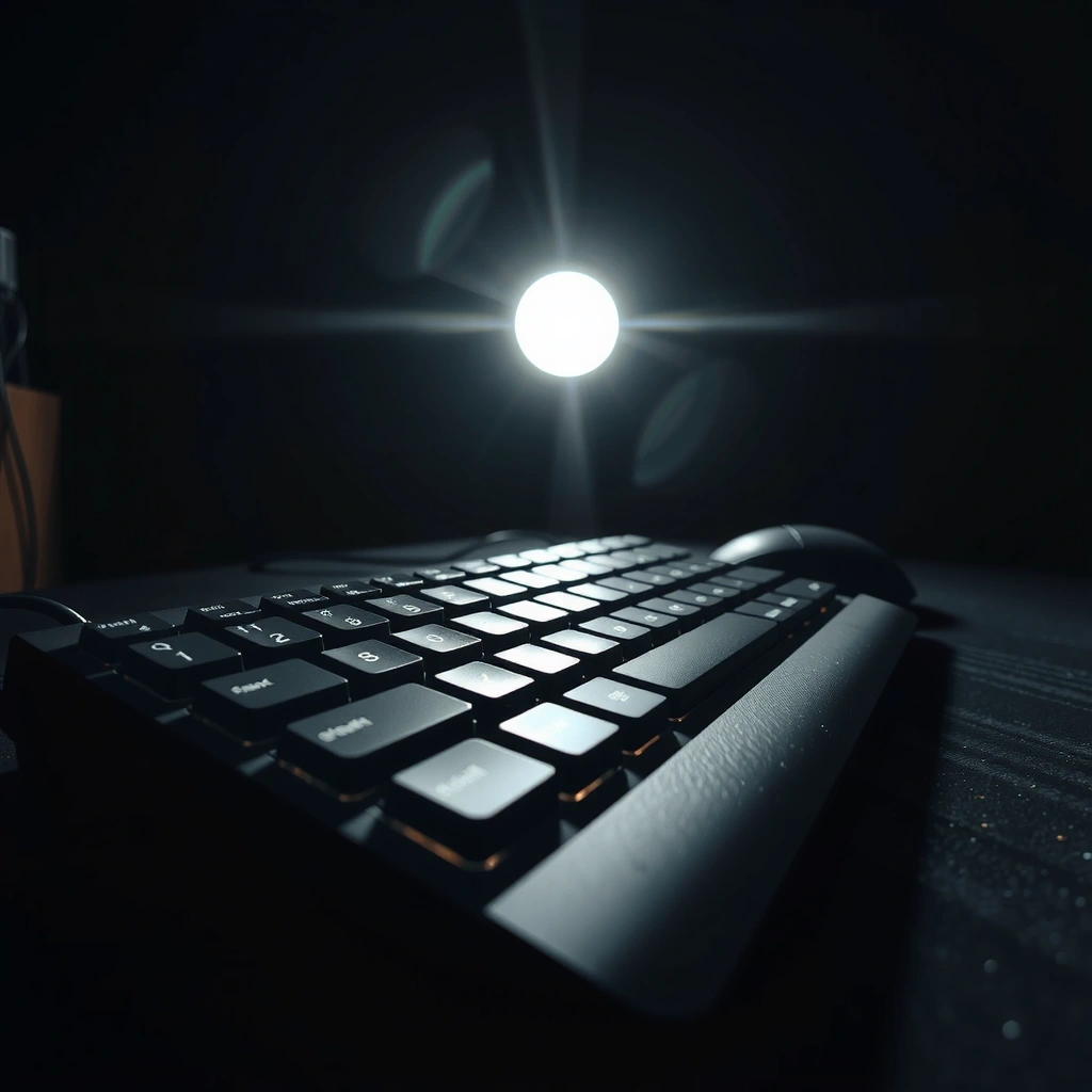 Gaming peripherals on a dark surface